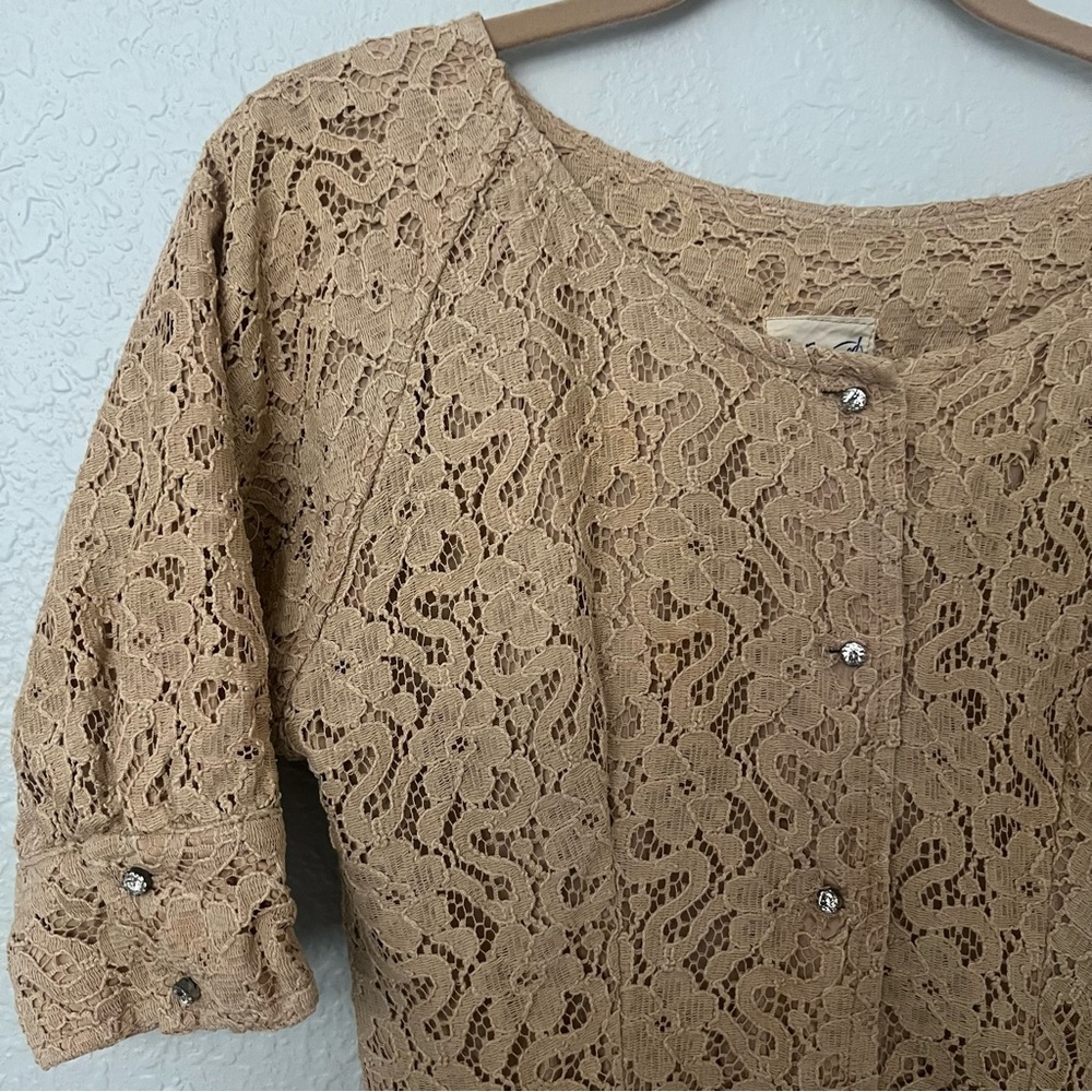 Vintage Lace Jacket Top with Rhinestone Button Details - Picture 9 of 11